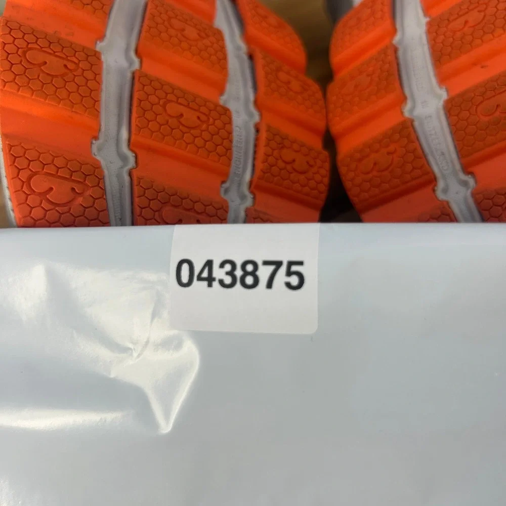 On Running Cloudracer Mens Size 12 Silver Orange Mesh Road Racing Shoes Sneakers